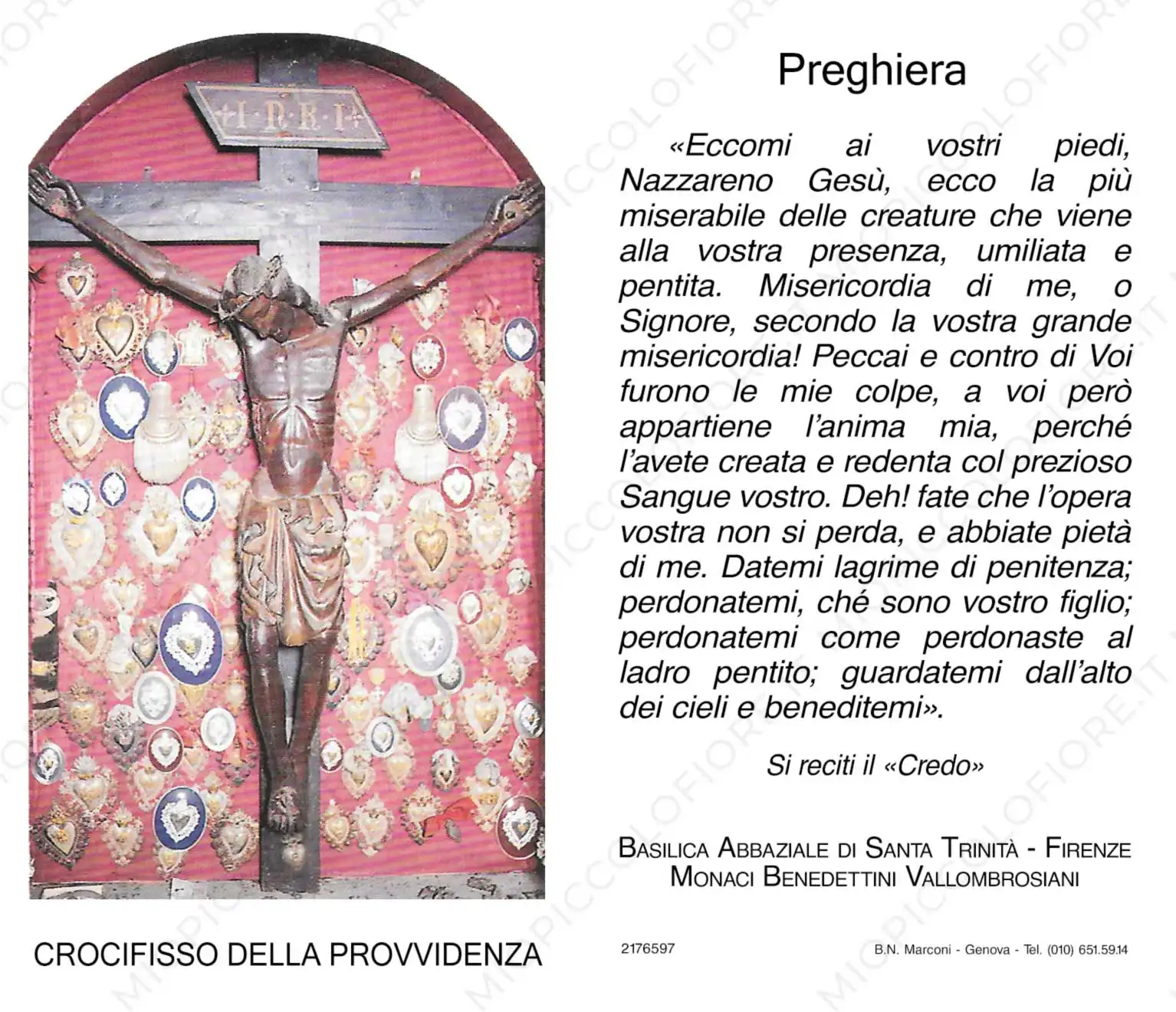 MIO PICCOLO FIORE Preghiera Crocifisso della Provvidenza